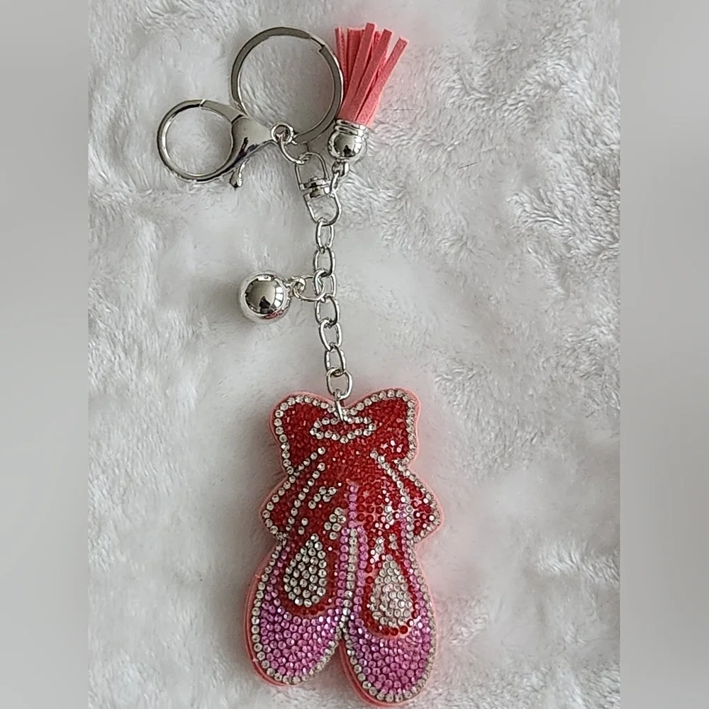 Pink and Red Ballet Shoes Keychain Bag Charm